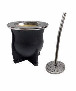 NEGRO MATE LASERABLE con bombilla acero inoxidable