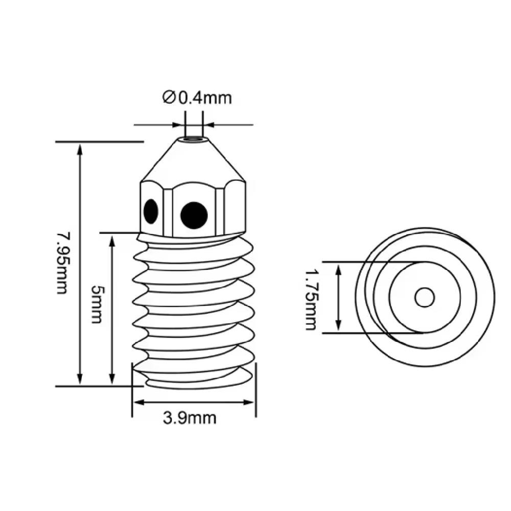 Pico 0.2mm NOZZLE bronce Bambu Lab A1 - A1 mini NOZLE 32804 - Imagen 2