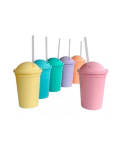 CELESTE Vaso Milkshake de plastico con tapa para sorbetes polimero 300 ml