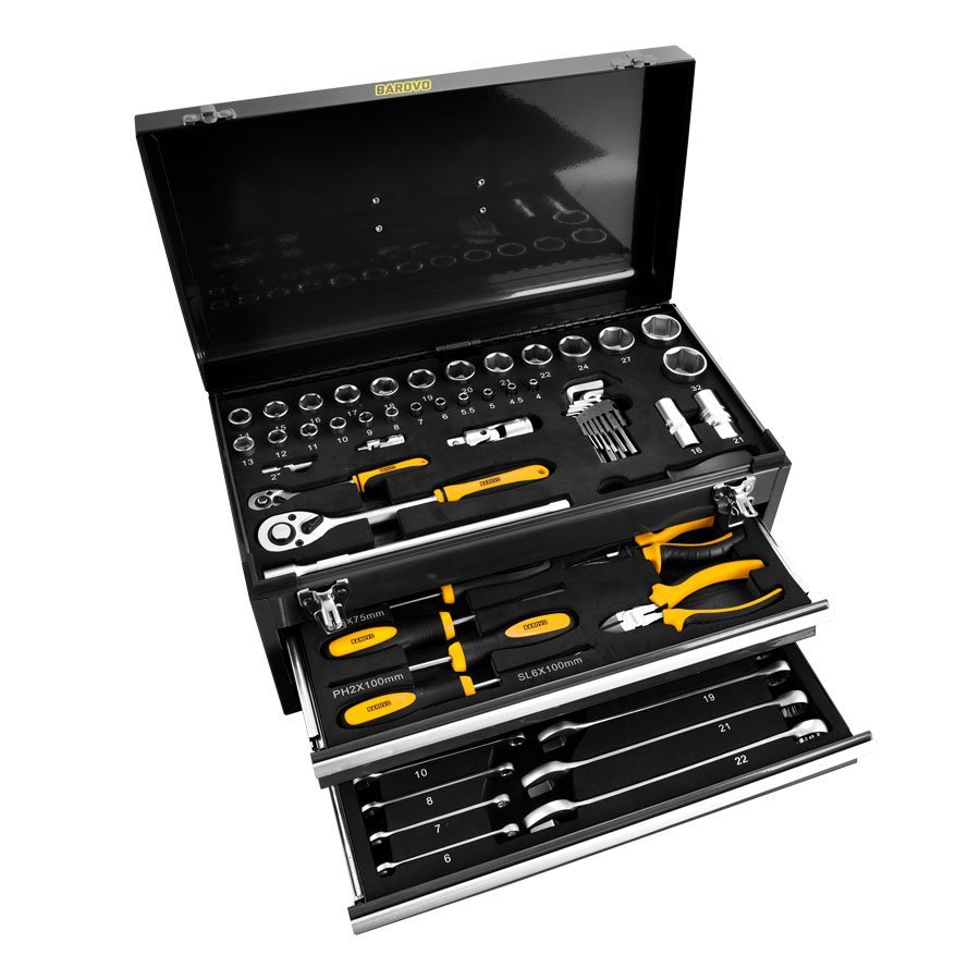 OUTLET Caja de herramientas metálica de 90 piezas (con golpe en la caja metalica)