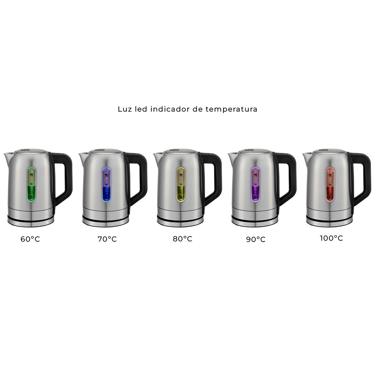 Pava eléctrica 1,7 L control digital 60 °, 70 °, 80 °, 90 ° y 100 ° - Imagen 4