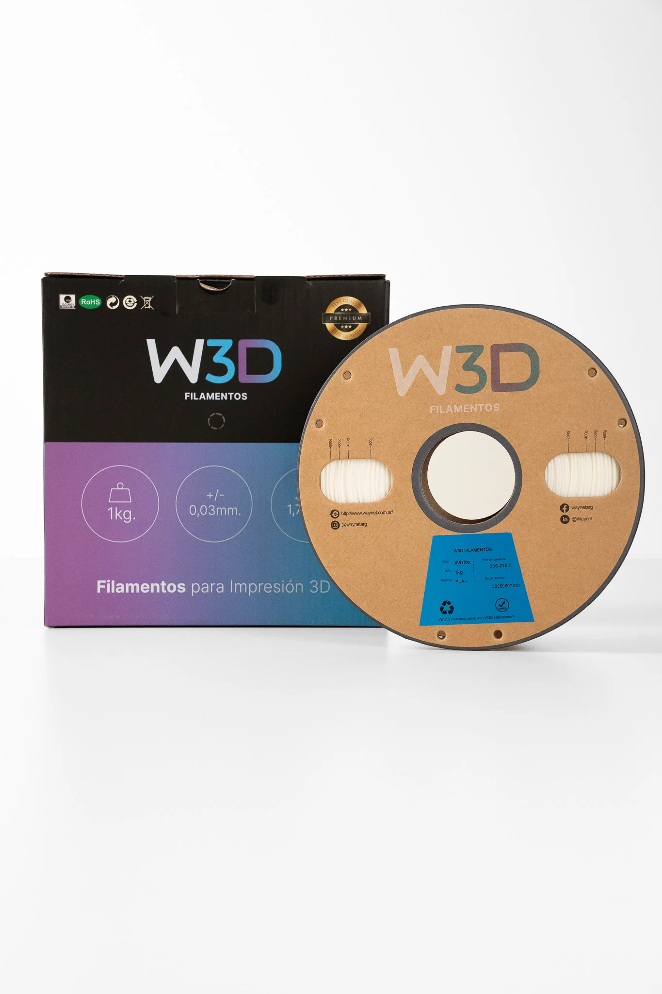 BLANCO (White) PETG W3D FILAMENTO 3D 1.75MM 1KG
