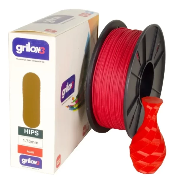 ROJO HIPS GRILON FILAMENTO 3D 1.75MM 1KG