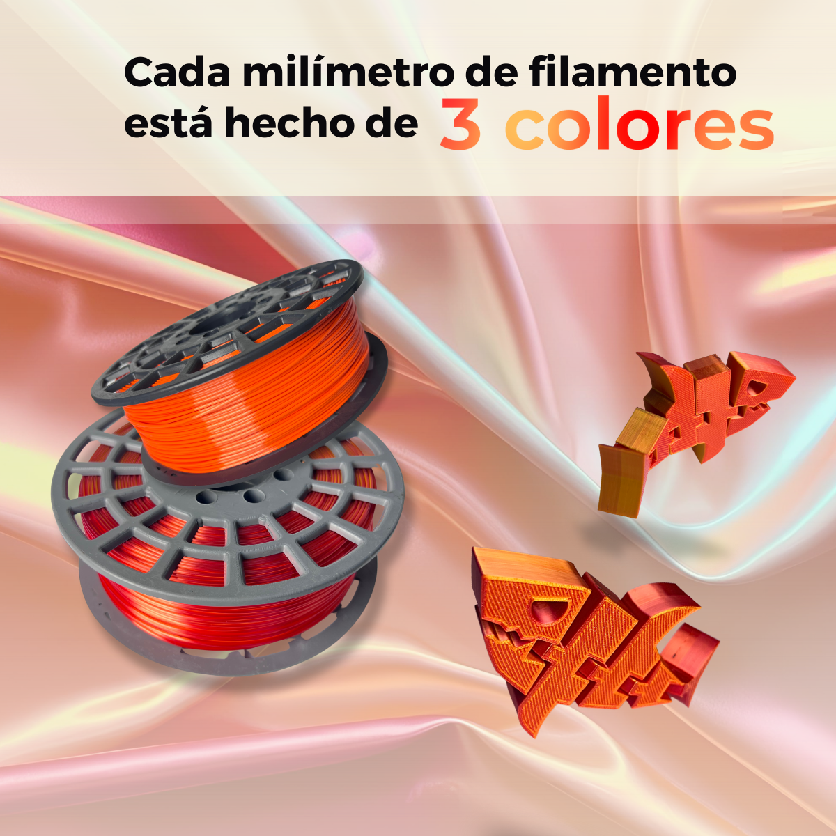 TRICOLOR VERDE PURPURA AZUL GREEN PURPLE BLUE GST SIN CAJA PLA SILK Filamento 3D 1.75 1KG - Imagen 4