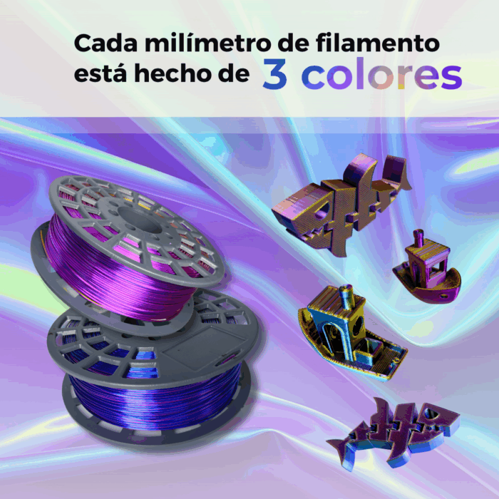 TRICOLOR LAMBO GST CON CAJA PLA SILK Filamento 3D 1.75 1KG - Imagen 4