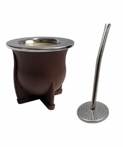 MARRON MATE LASERABLE con bombilla acero inoxidable