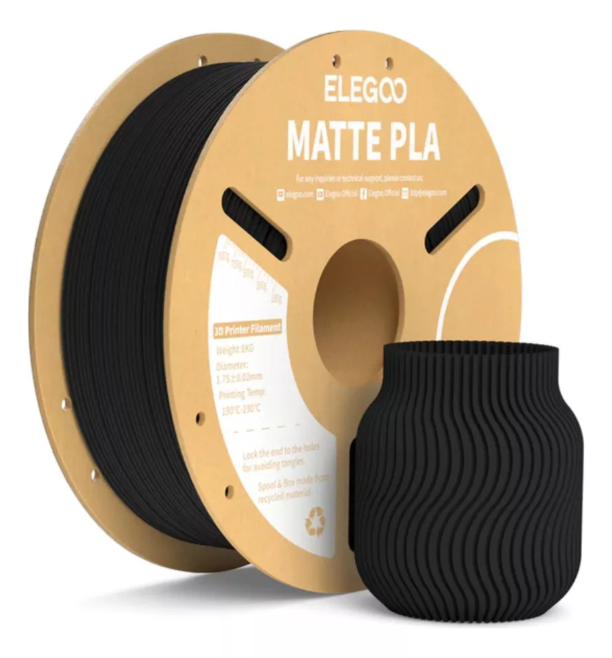 NEGRO MATTE PLA Elegoo Filamento Diámetro 1,75mm 1kg 50.203.0250