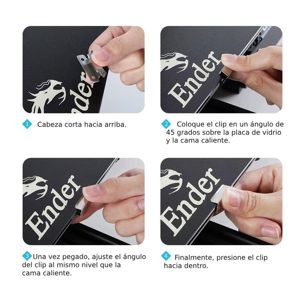 32942 Clips x 1 para cama de vidrio Ender 3/5 - CR10 C19 - Imagen 2