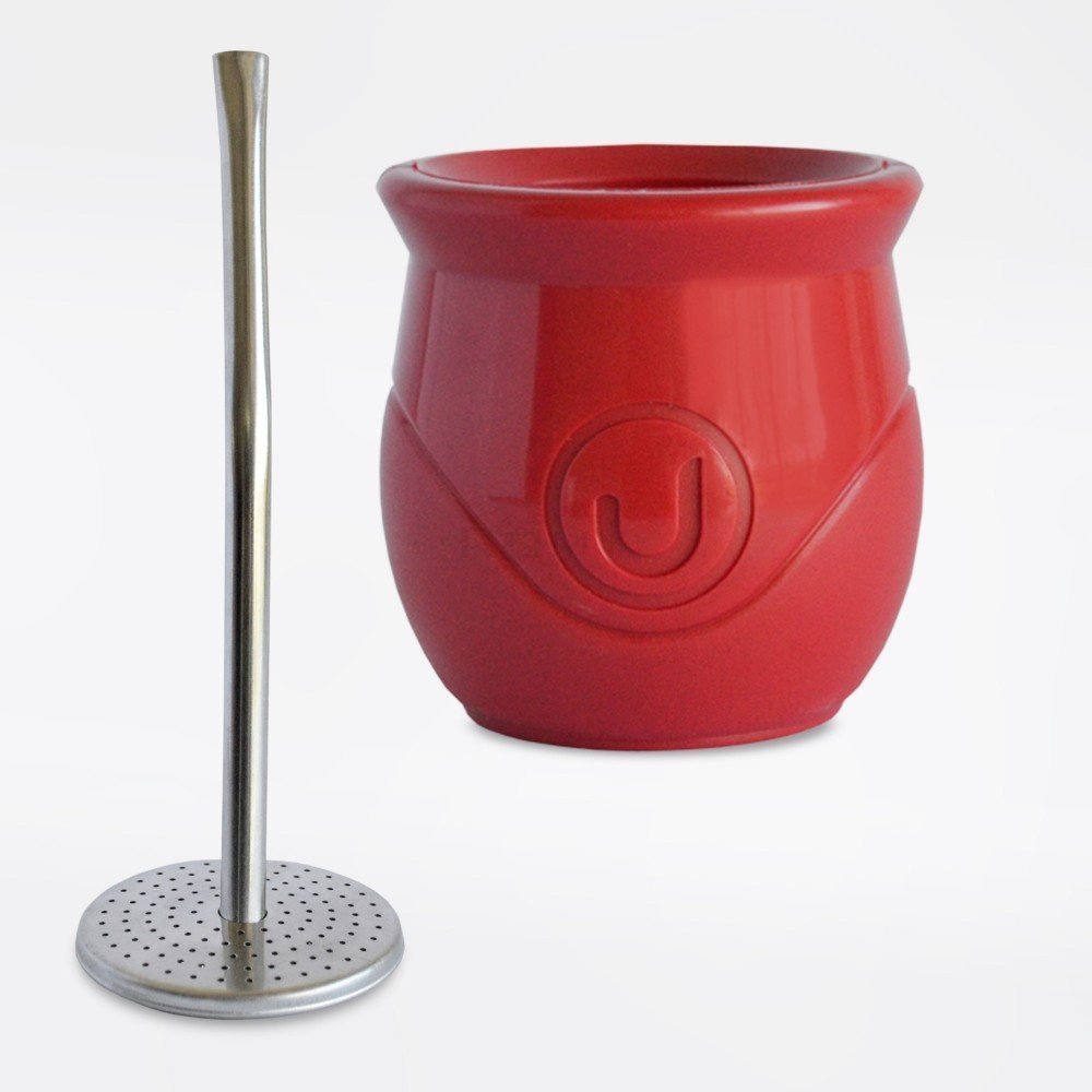 Mate ROJO Plastico Urbano Con Bombilla Saca Yerba - Imagen 5