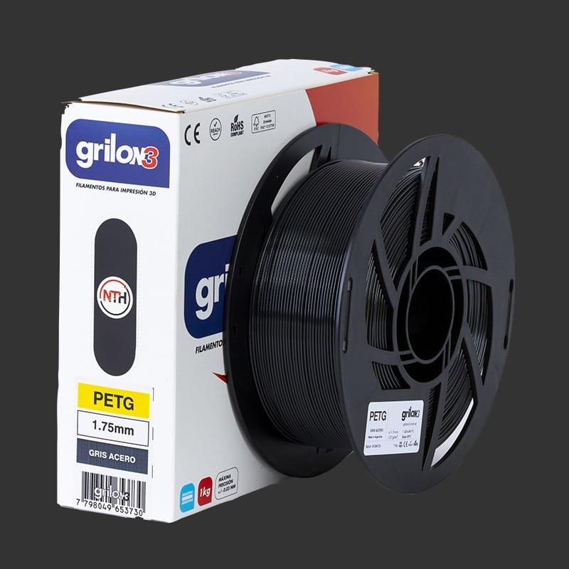 GRIS ACERO PETG GRILON FILAMENTO 3D 1.75MM 1KG