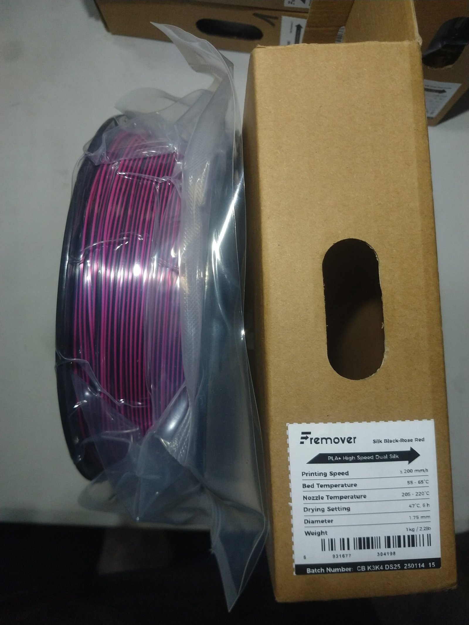 (Negro Rojo Rosado) Filamento PLA Dual Black-Rose Red Fremover